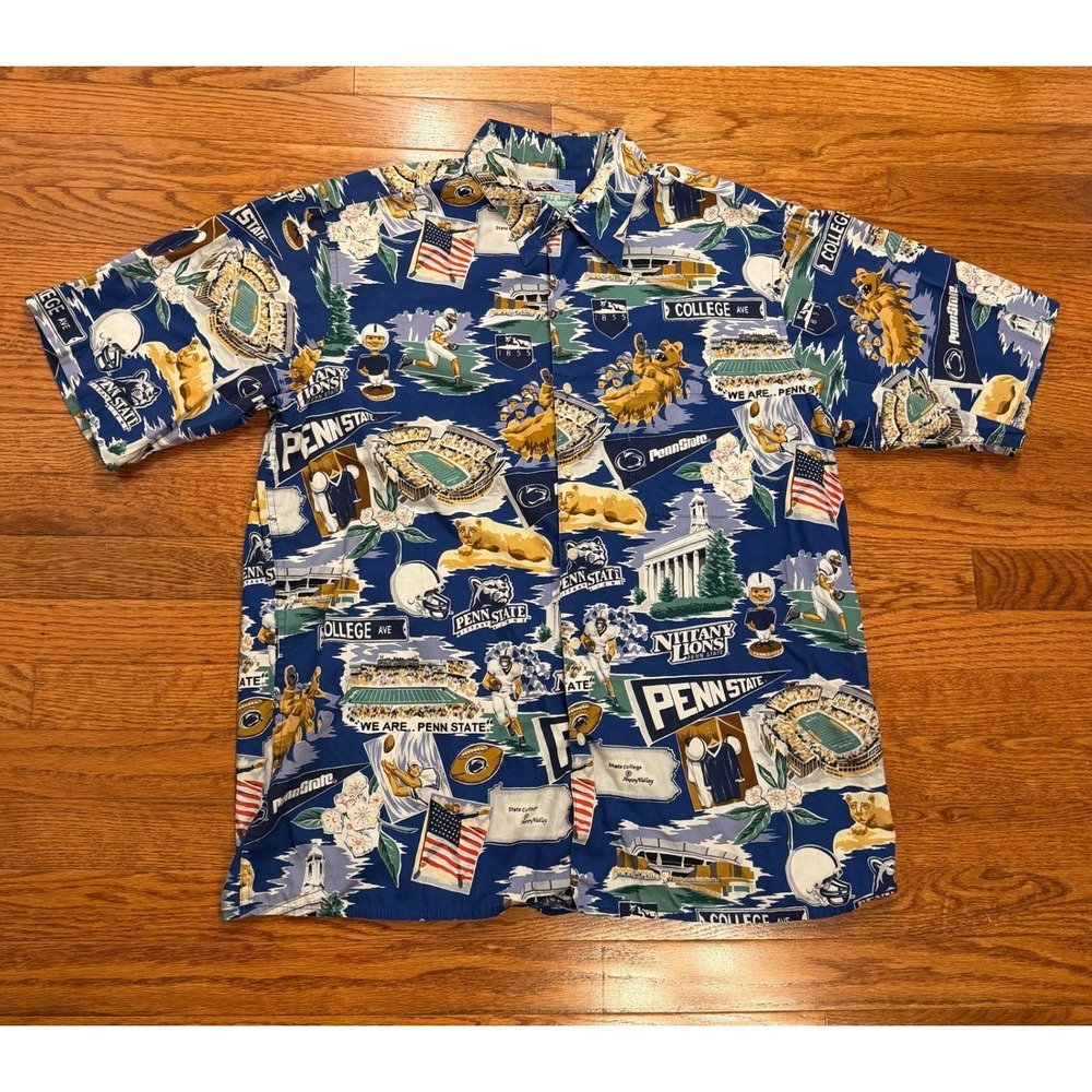 Reyn Spooner Penn State Football Nittany Lions Hawaiian Shirt Mens Large Graphic